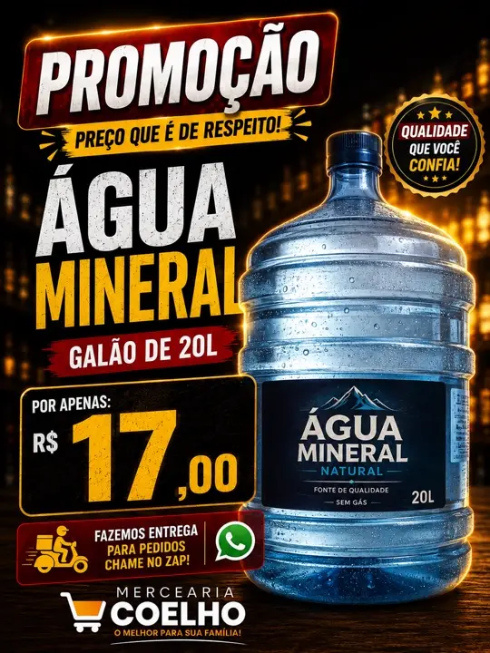 Água Mineral 20L — Galão de 20 Litros por R$ 17,00