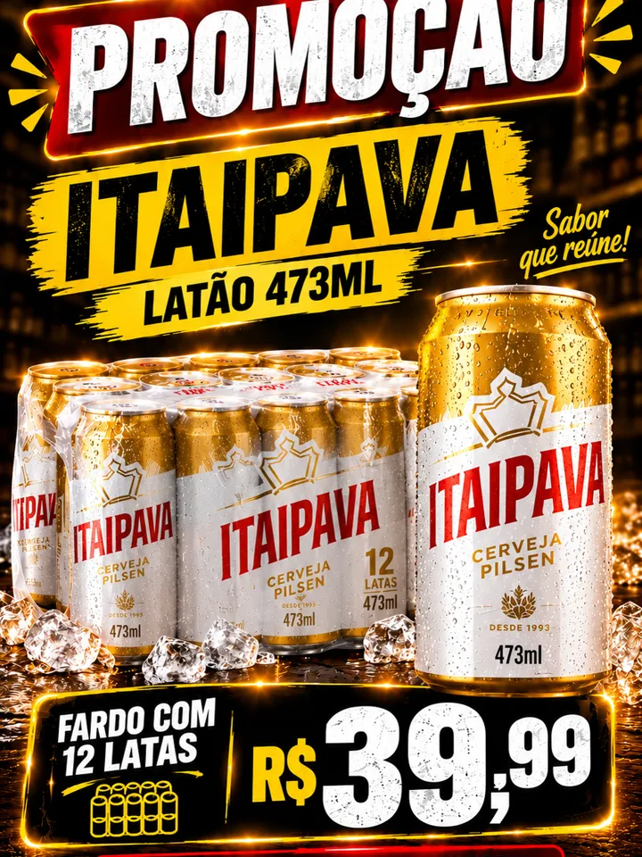 Cerveja Itaipava Latão 473ml — Fardo com 12 latas por R$ 39,99