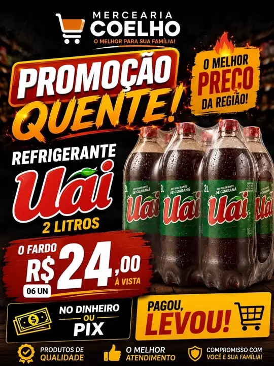 Fardo Refrigerante Uai 2L — Fardo com 6 unidades por R$ 24,00